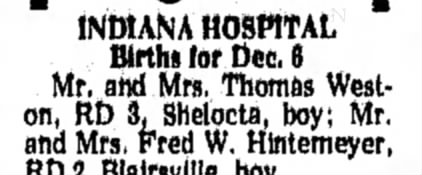 Birth Announcement - 1972 - Weston, boy