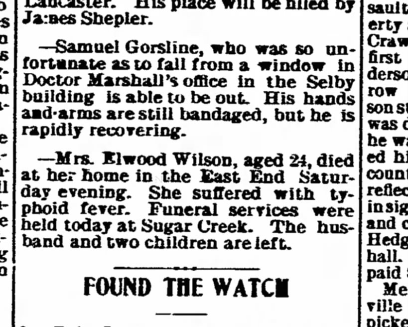 Lydia's Death notice in paper...The Coshocton Daily Age...30 Sep 1901