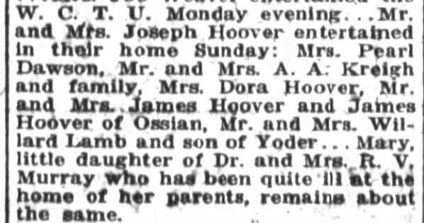 1921 Aug 11 entertain the Dawsons, Kreighs and Hoovers