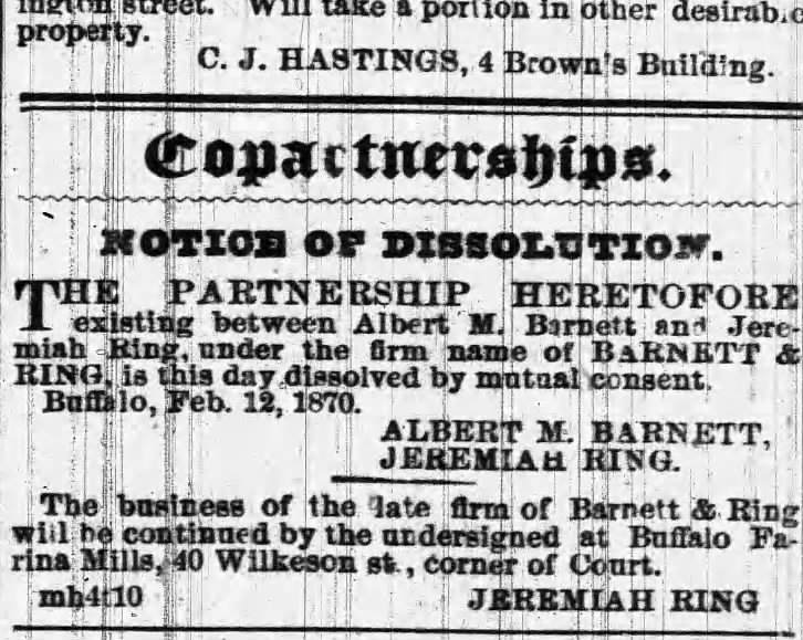 Jeremiah King - 1870
Notice of Dissolution