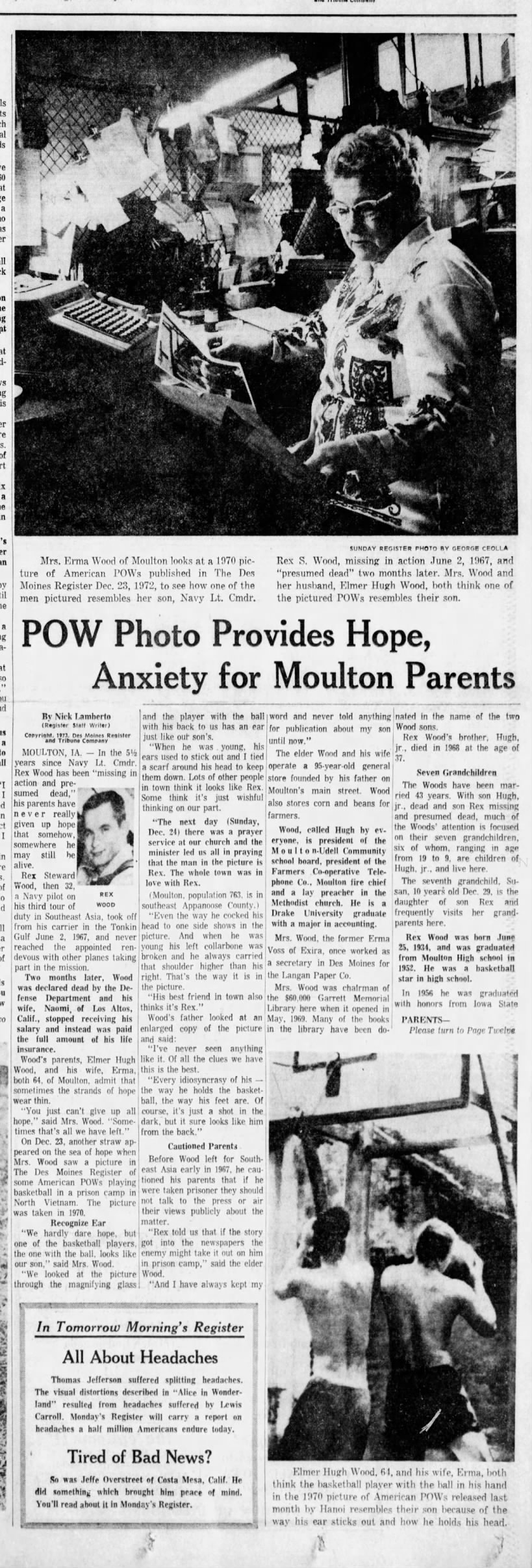 POW photo provides hope; anxiety for Moulton parents: Elmer and Erma Wood
