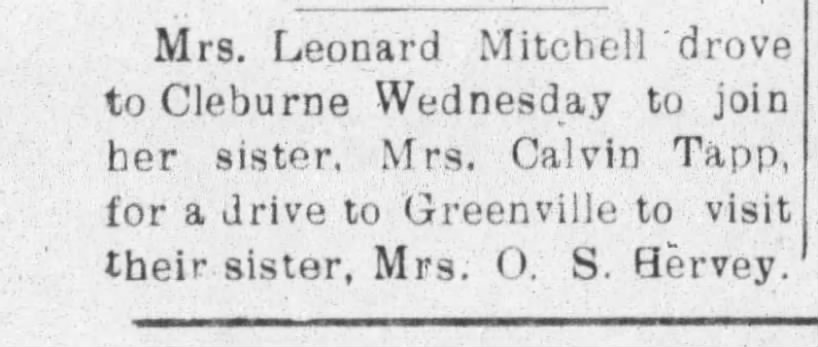 Mrs. Calvin Tapp, Mrs. Leonard Mitchell and Mrs. O. S. Hervey - sisters