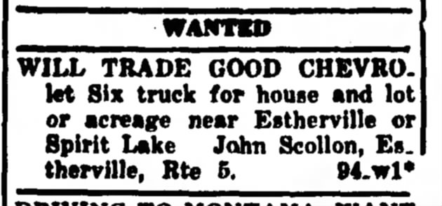 Estherville Daily News
Estherville, Iowa
Thursday, December 13, 1934
p4