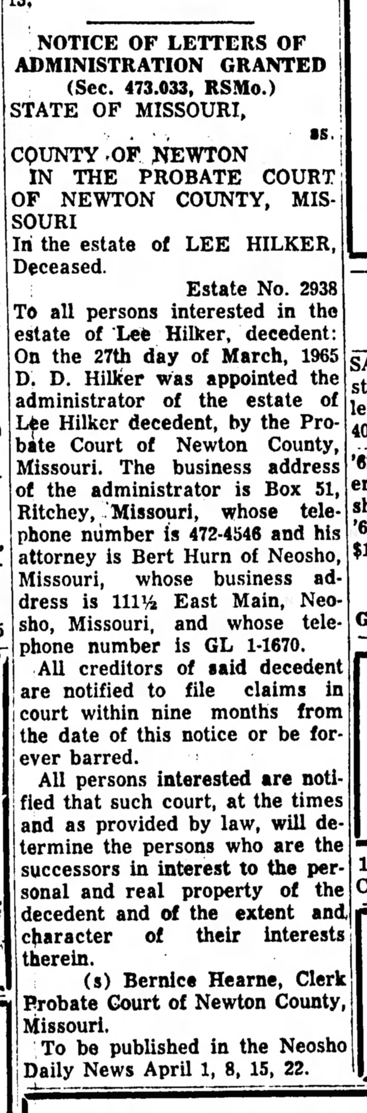Neosho News 4-22-1965