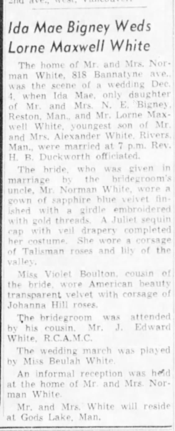 Bigney white wedding 1939