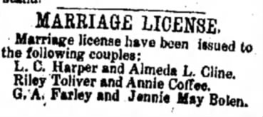 L.C. Harper marriage license