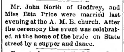 john north and etta price marriage 1895