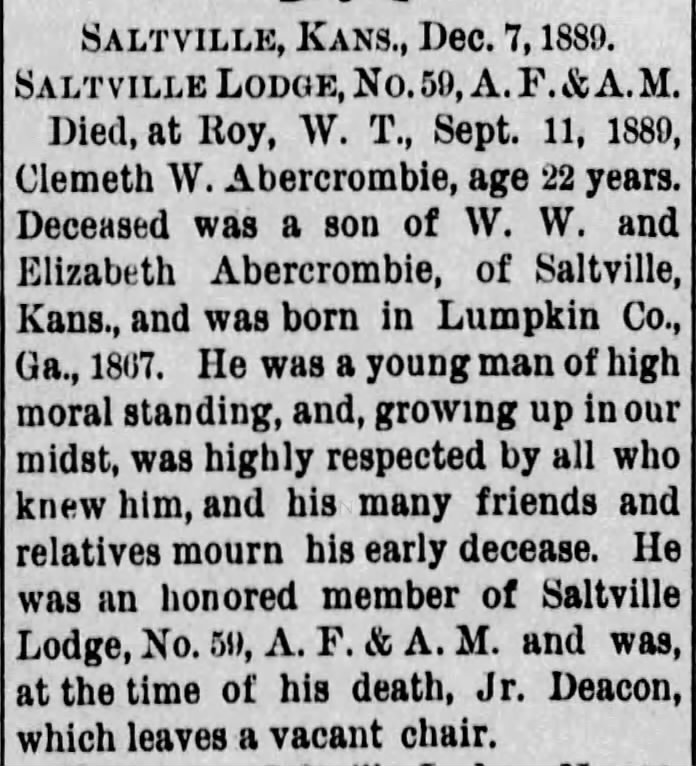 Obituary of Clementh W. Abrcrombie