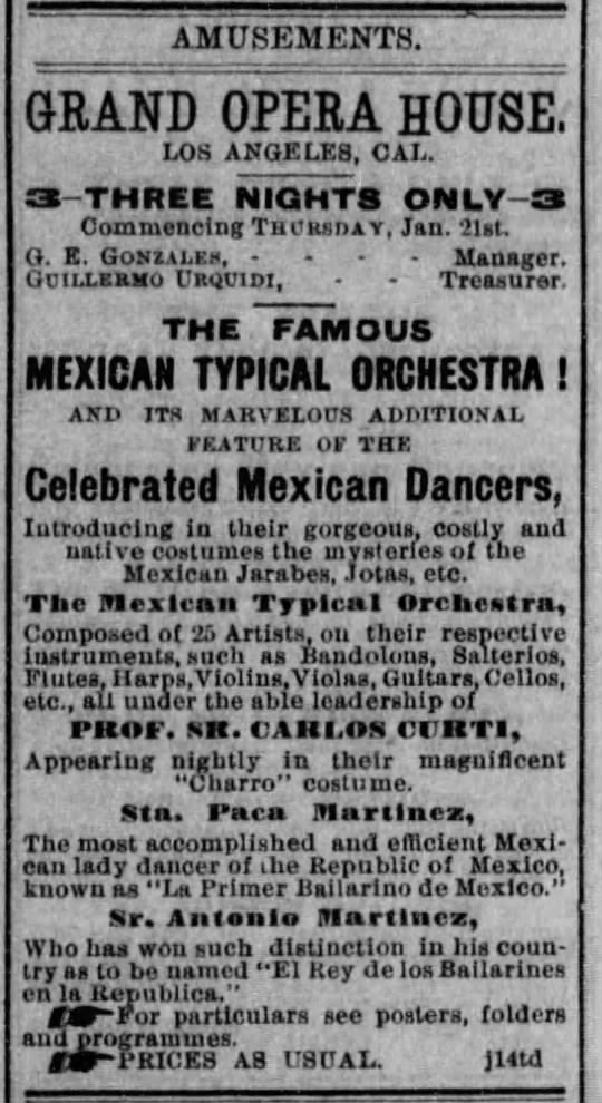 1886 Los Angeles, Mexican Typical Orchestra