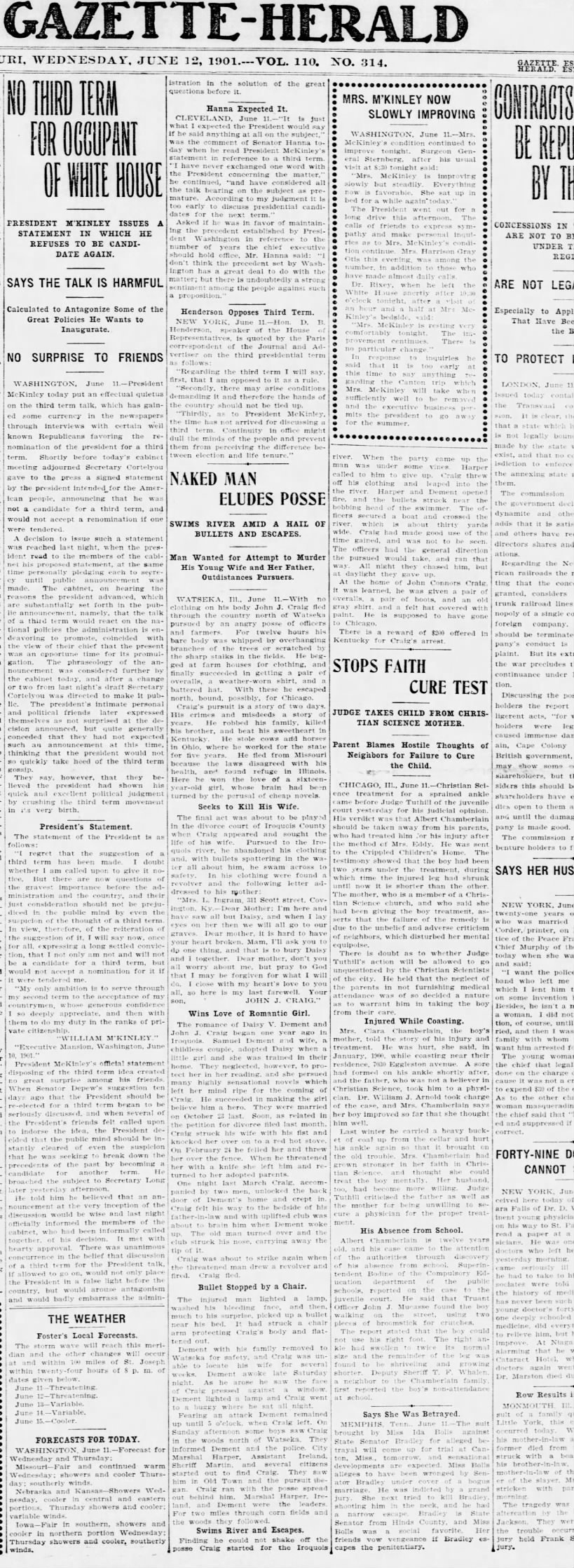 MO St Joseph - St Jo Gazette-Herald 1901 06-12 Wed Pg 01 J J Craig