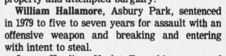 William Hallamore sentence, Asbury Park Press, 31 Mar 1982, p8
