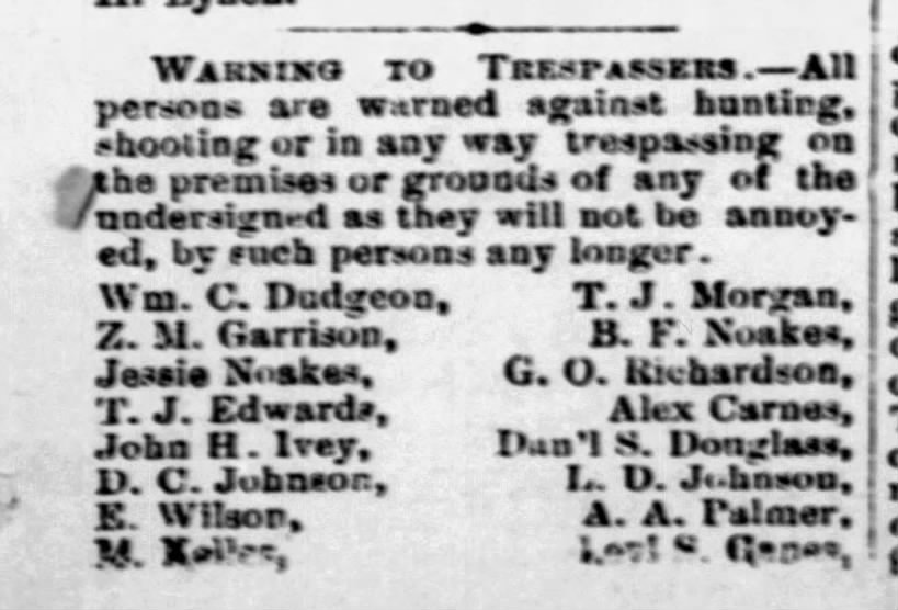 B. F. Noakes Trespass Warning