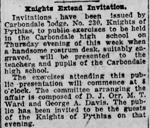 1920-1-20 Scranton - Knights of Pythias? M.T. Ward? a year before his death . . .