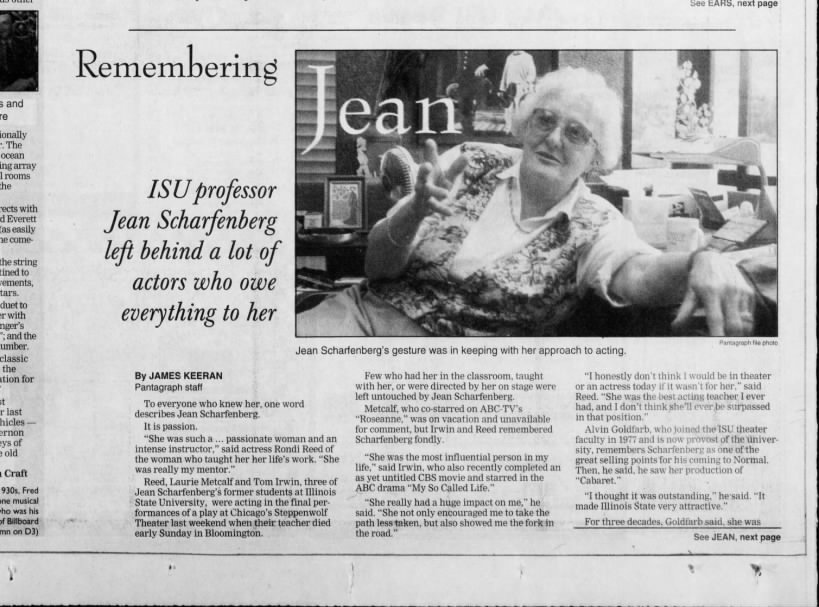 Jean Scharfenberg obit. "Remembering Jean" Daily Pantograph