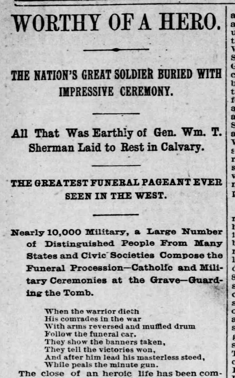 Feb. 21, 1891: The funeral of General Sherman