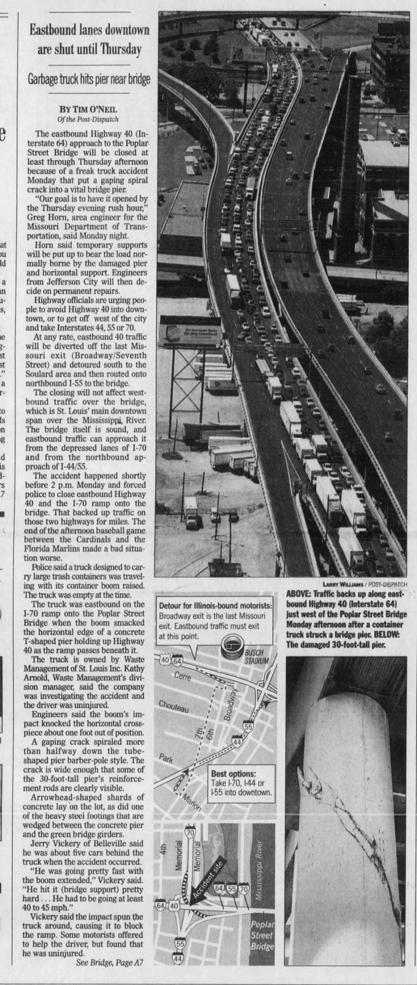 May 18, 1998: A freak accident cracks the Poplar Street Bridge