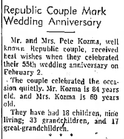 pete rose kozma anniversary  13 feb 1951 paper  2 feb 