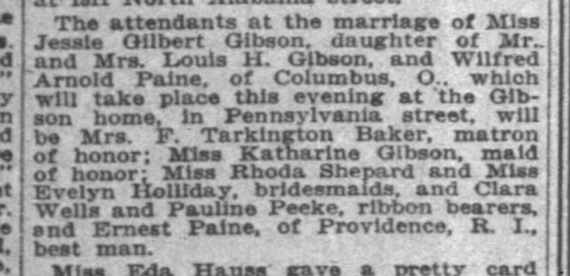 Jessie Gibson's Marriage to Aronold Paine
