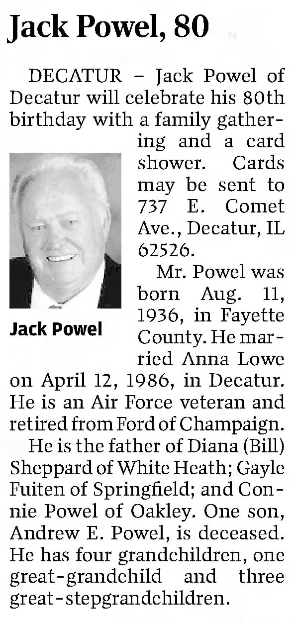 Jack Powel Obituary 2016