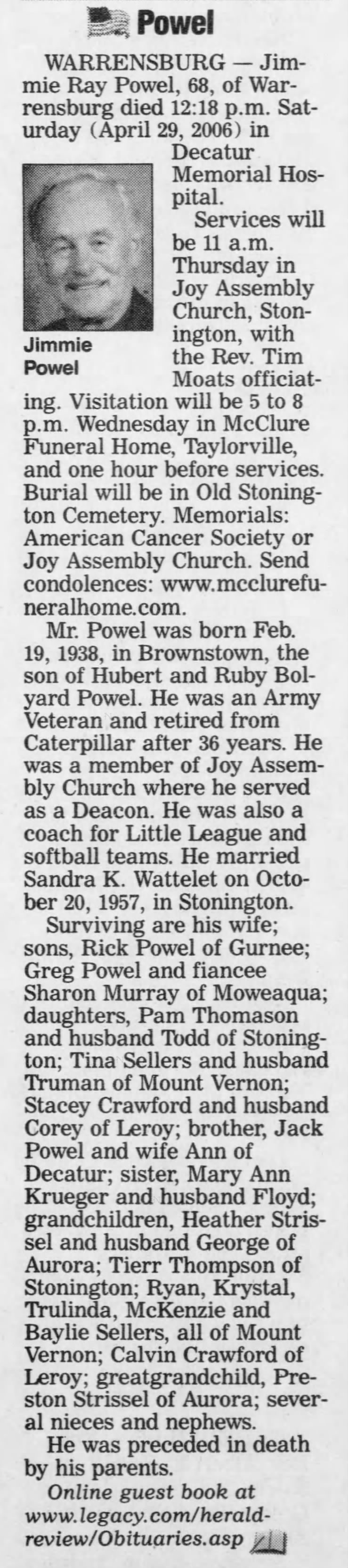 Jimmie Ray Powel Obituary 2006