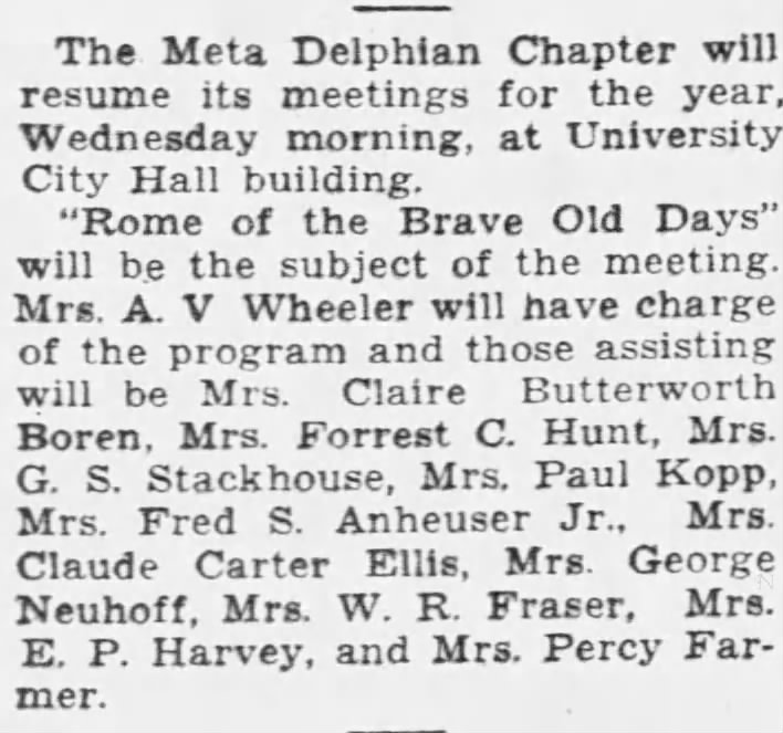 Viola Farmer and Delphian Chapter Meeting ,Sr. Louis Post Dispatch 10 Sept. 1933