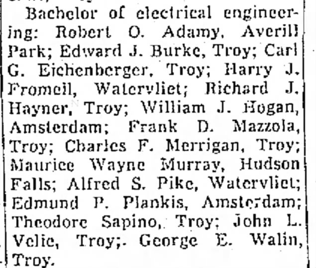 George E Walin graduates with electrical engineering degree