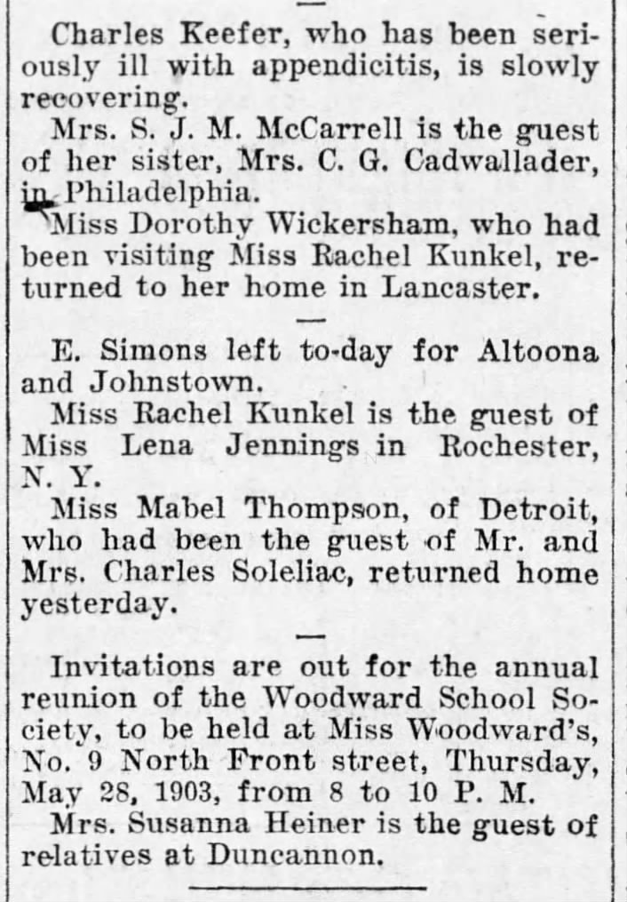 1903 Mabel Thompson of Detroit visited MM Soleliac