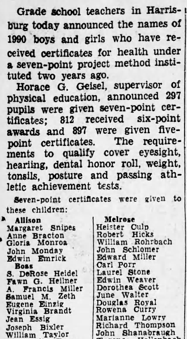 1934 Rowena Curry gets health award
