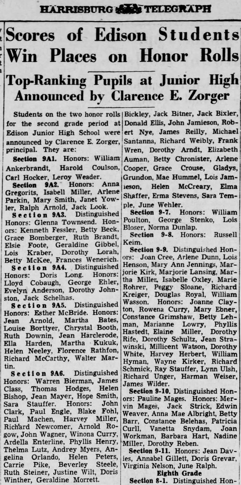 1938 Winona and Rowena Curry garner high honors