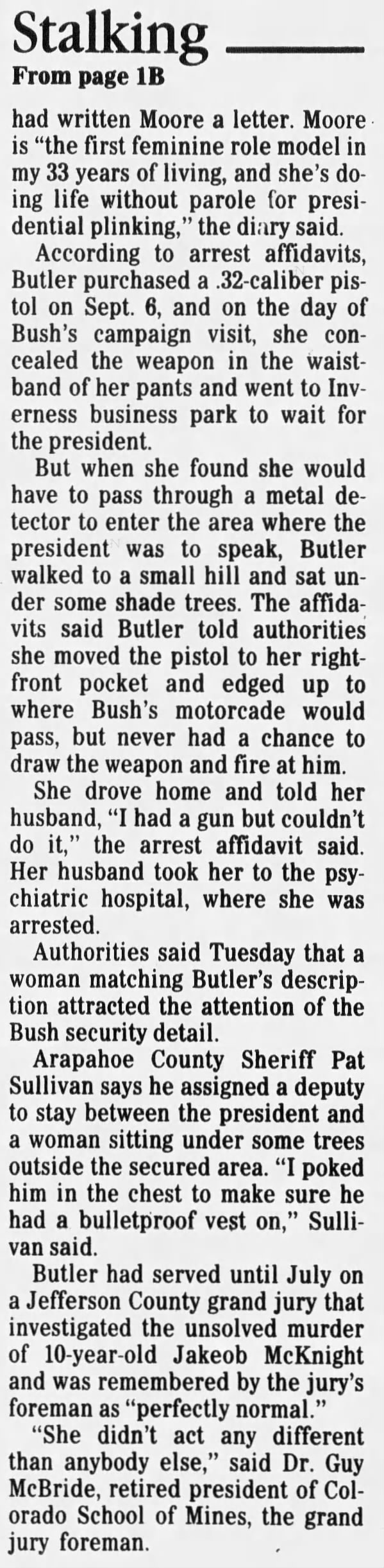 Bush Colorado hit attempt, p.6B