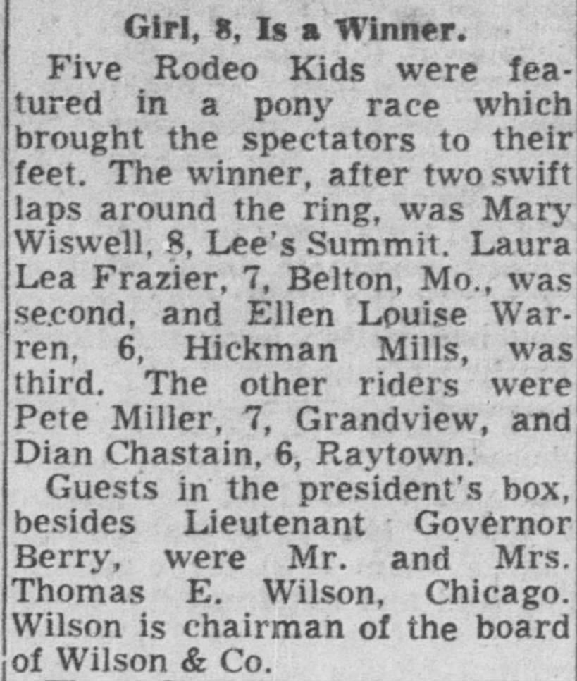 WISWELL, Margaret Ann 1952.10.21 Kids' Rodeo
