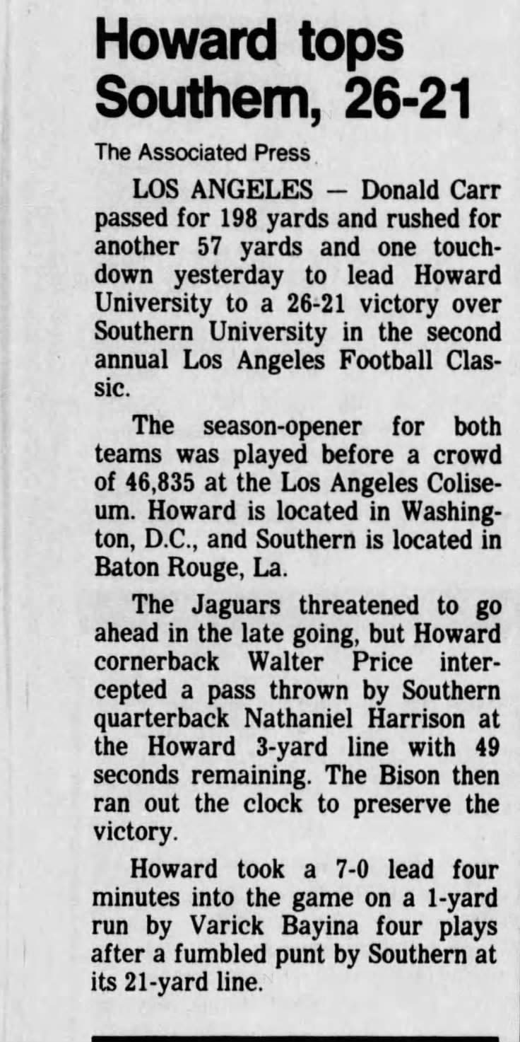 1990 Howard vs Southern