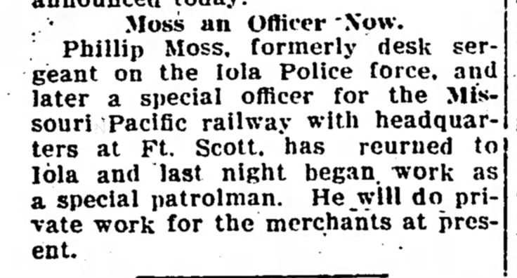 Moss becomes Special Patrolman