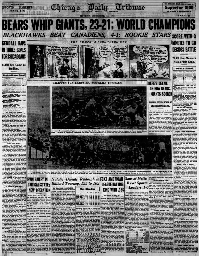 Bears Giants 1933 title