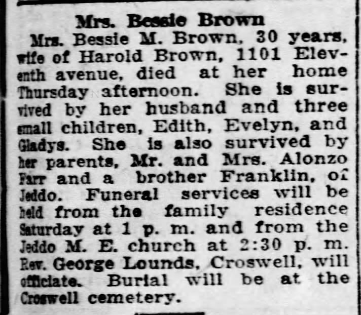 Bessie Farr Brown obituary