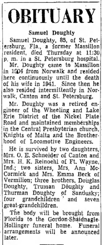 Samuel Doughty obituary