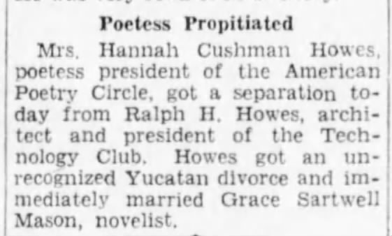 Ralph Howes Grace Sartwell Mason Marriage