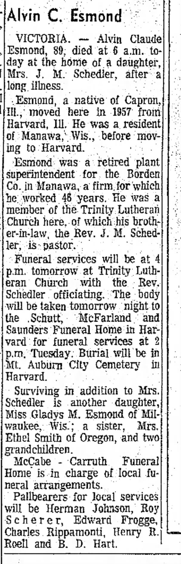 Alvin C Esmond - Texas Obituary