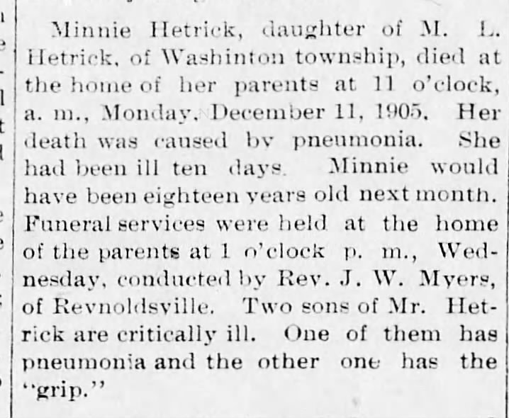 The Brockway Record (Brockway, Pennsylvania) 15 Dec 1905, Fri., page 14.