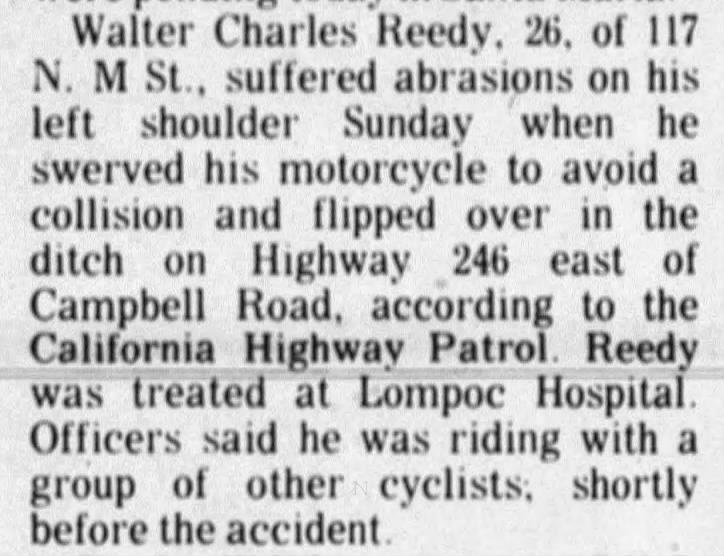 Motorcycle Accident, 28Sep1970