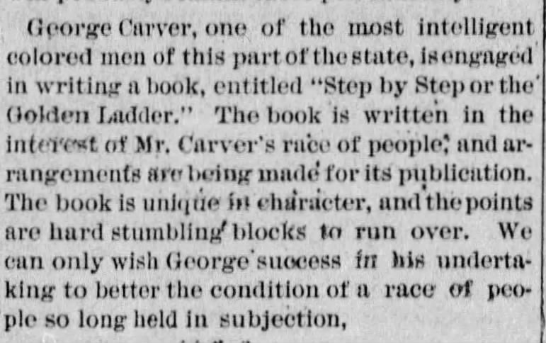 George W. Carver, Writes a Book