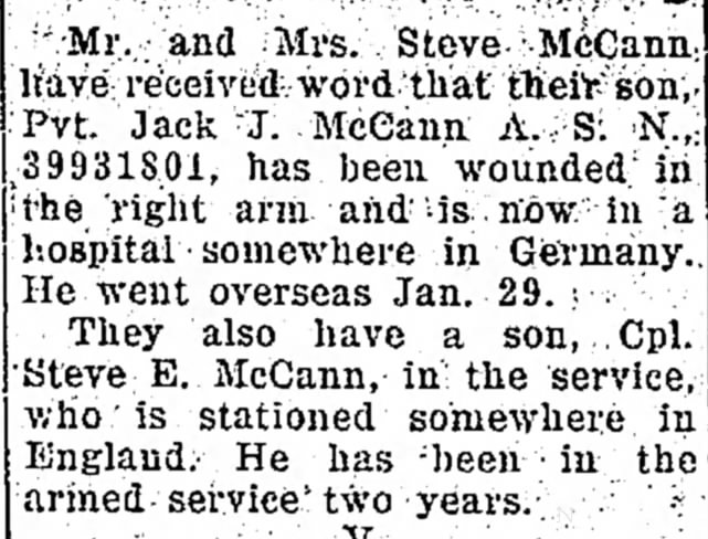 Mr & Mrs Steve McCann received word of son injured