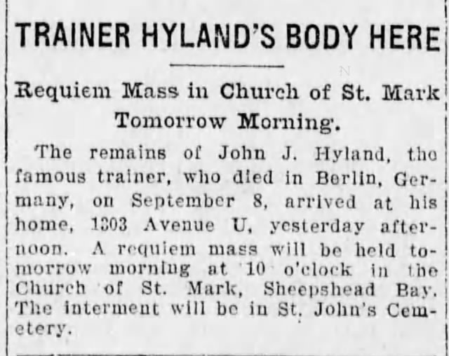 John Hyland's Body Back in USA