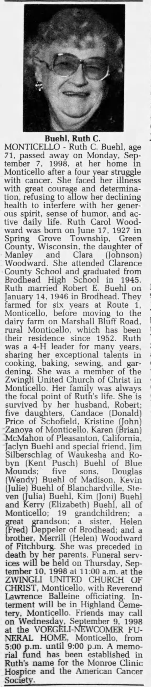 Ruth Buehl obituary