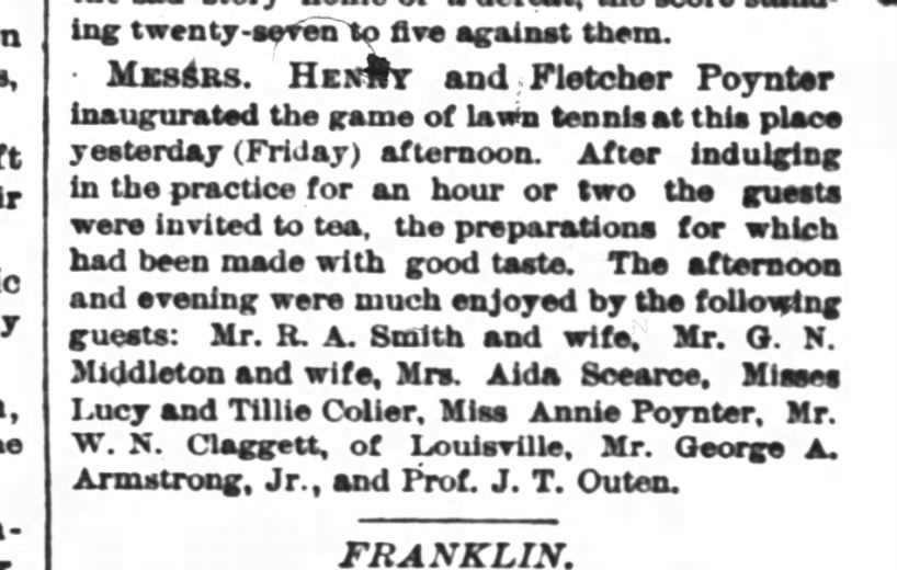 15 July 1883 Lawn Tennis, W. N. Claggett (& Collier)
