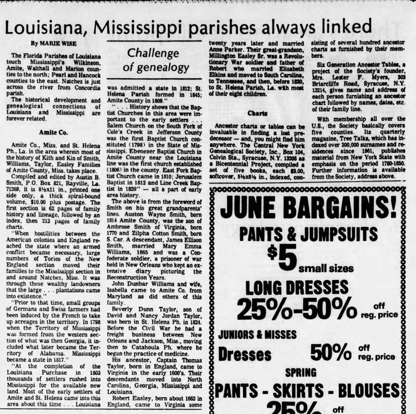 Louisiana, Mississippi Parishes always linked