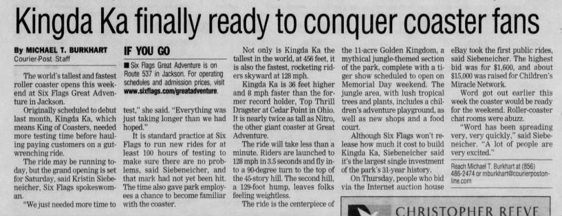 Kingda Ka finally ready to conquer coaster fans/Michael T. Burkhart