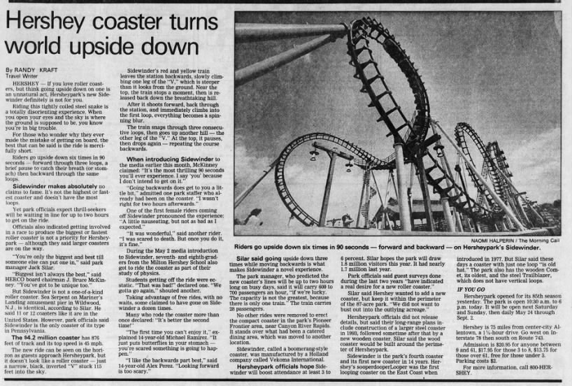 Hershey coaster turns world upside down