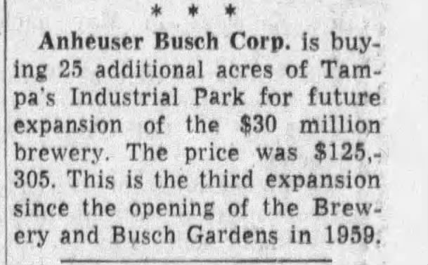 Busch Gardens expansion of land, 1964.