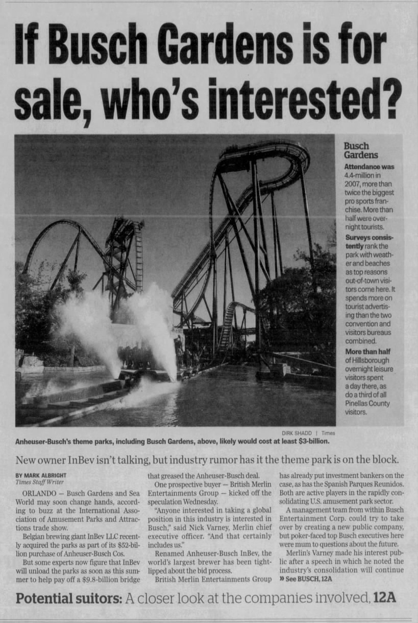 If Busch Gardens is for sale, who's interested?